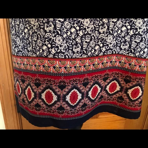 Blue & White Patterned Mini Dress - Picture 3 of 6